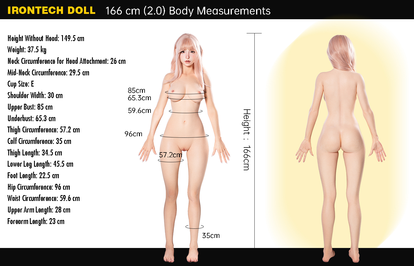 IRONTECH 166cm 2.0 measurements table poster